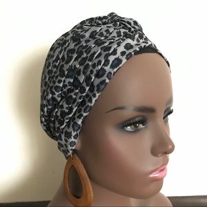 Gray & Black Leopard Turban